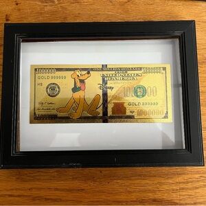 Disney Gold Pluto Novelty Bill in Black Frame